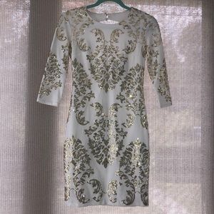 Wedding season! White and gold bodycon dress